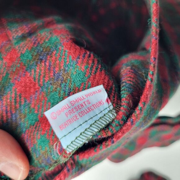 VTG Small Small World Beatrice Collection Plaid Holiday Dress for 18 Inch Doll - Picture 6 of 7